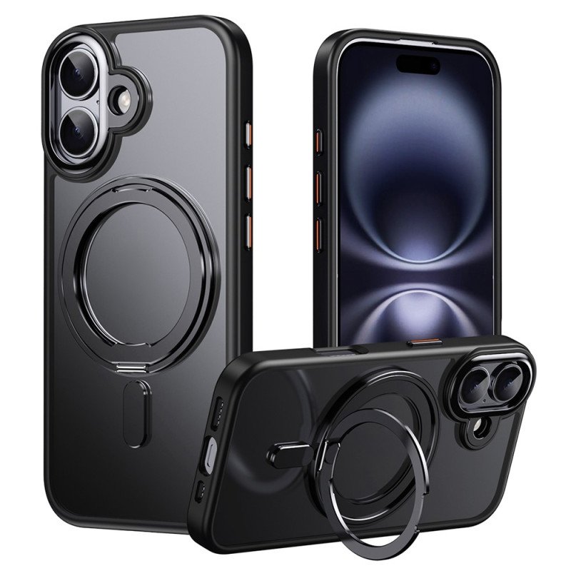 Cover til iPhone 17 kompatibelt med MagSafe TPU akryl metal kickstand mat telefonskal sort