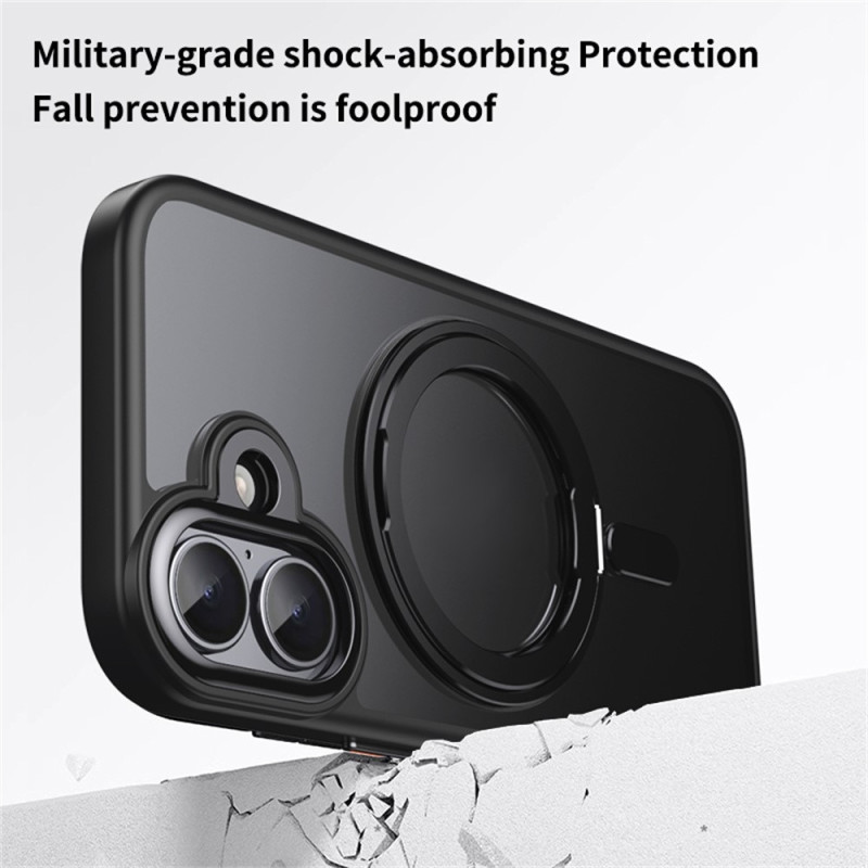 Cover til iPhone 17 kompatibelt med MagSafe TPU akryl metal kickstand mat telefonskal sort