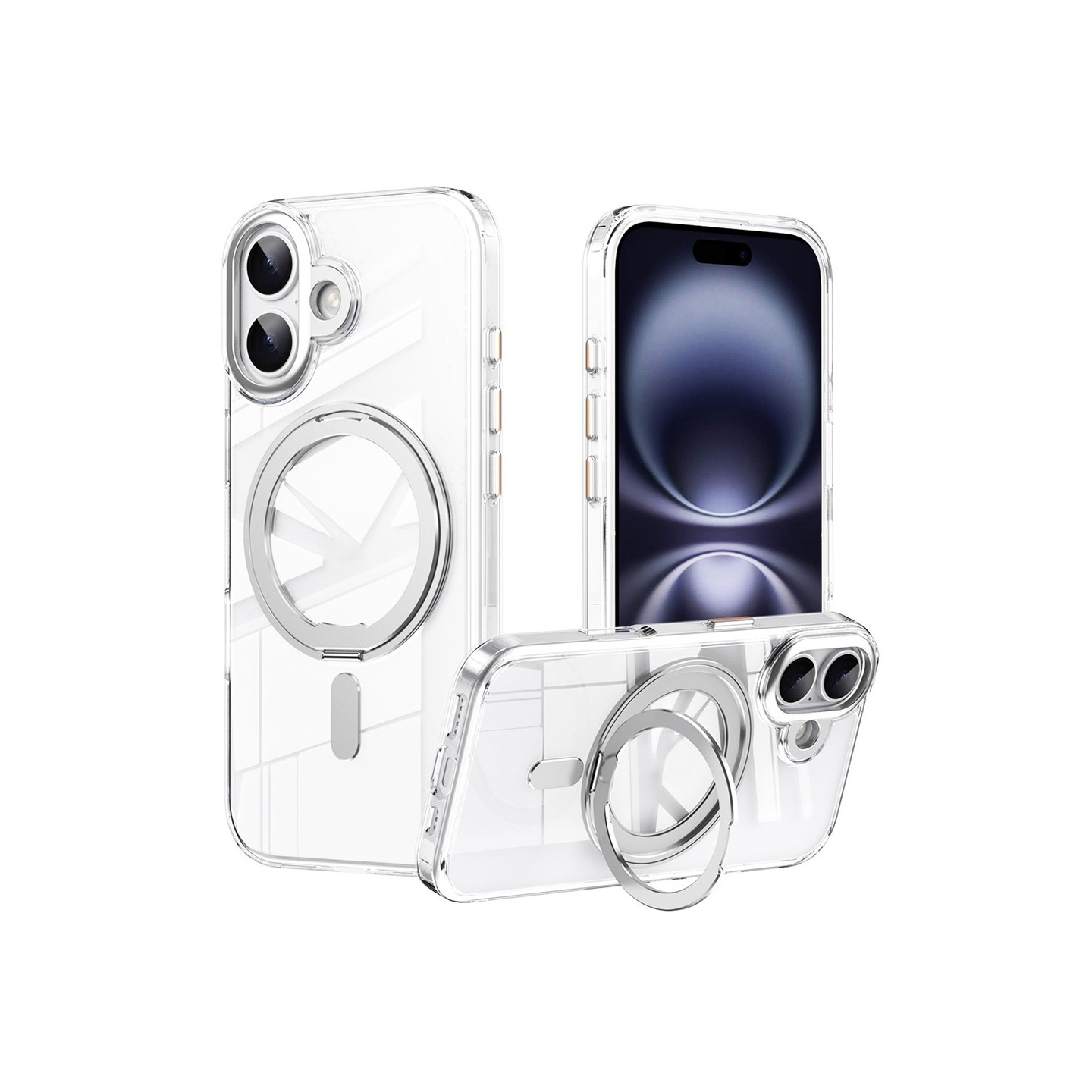 Case for iPhone 17 compatible with MagSafe TPU acrylic metal kickstand matte phone case