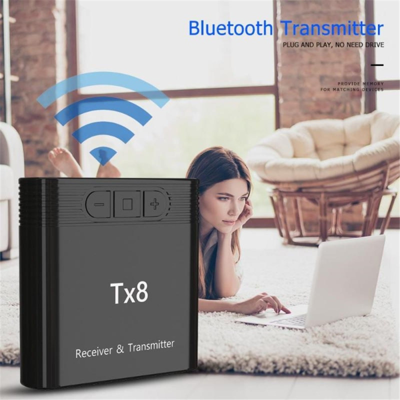 Tx8 2-in-1 Bluetooth 5.0 Transmitter Receiver Adapter for TV PC Headphones Music Audio