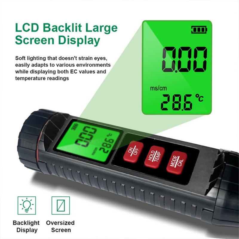Maaperän EC-johtavuus 3 in 1 digitaalinen mittari lämpötila- ja kosteusanturi