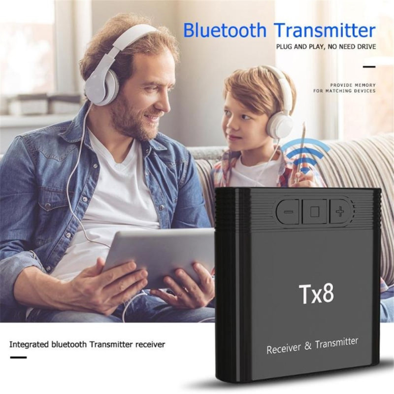 Tx8 2-i-1 Bluetooth 5.0 sender/modtager adapter til TV PC hovedtelefoner musik lyd