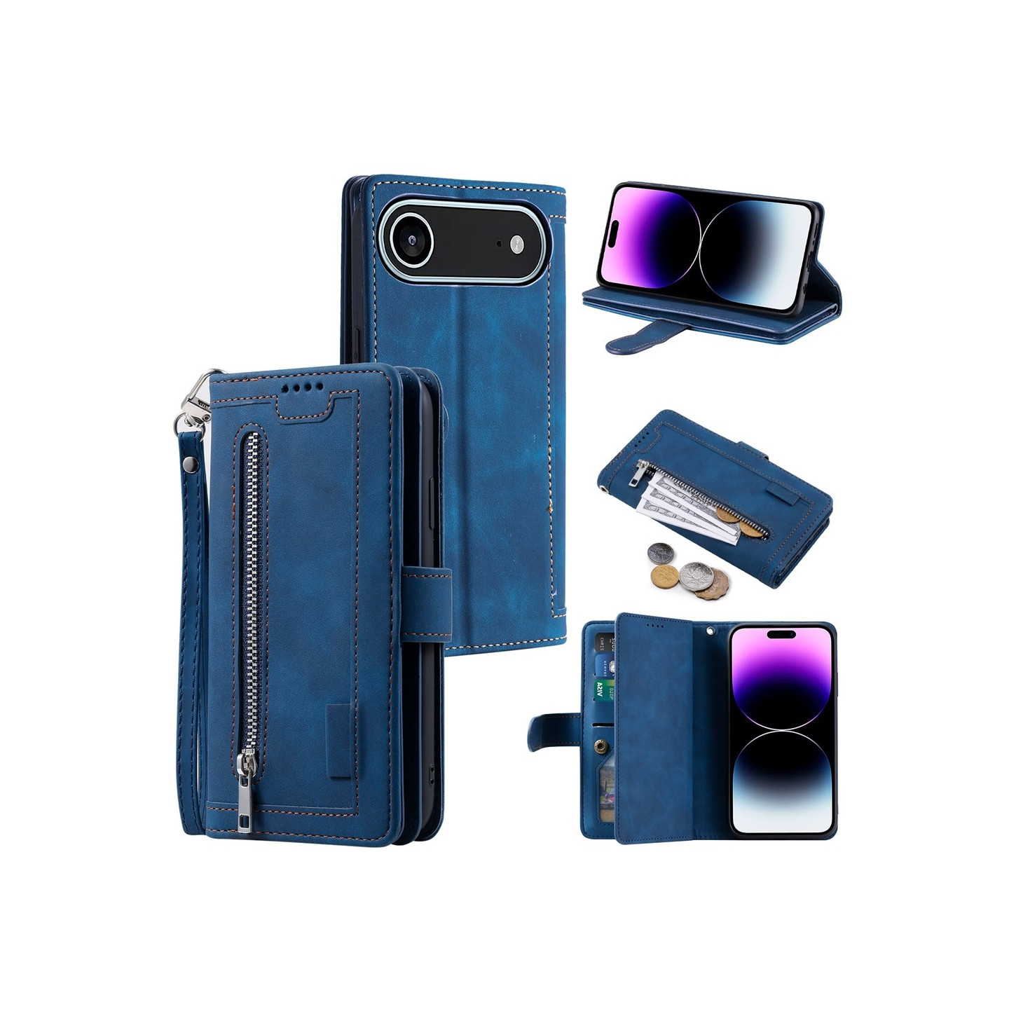 Til iPhone Air Etui med Lynlåslomme og 9 Kortlommer