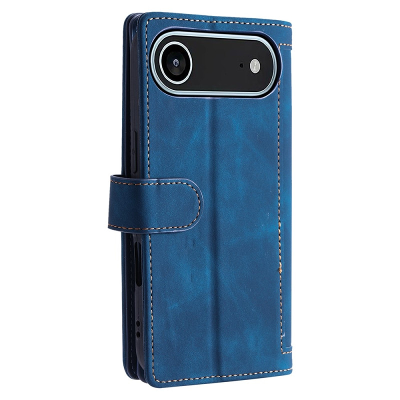 For iPhone Air Case Zipper Pocket PU Leather Phone Cover with 9 Card Slots