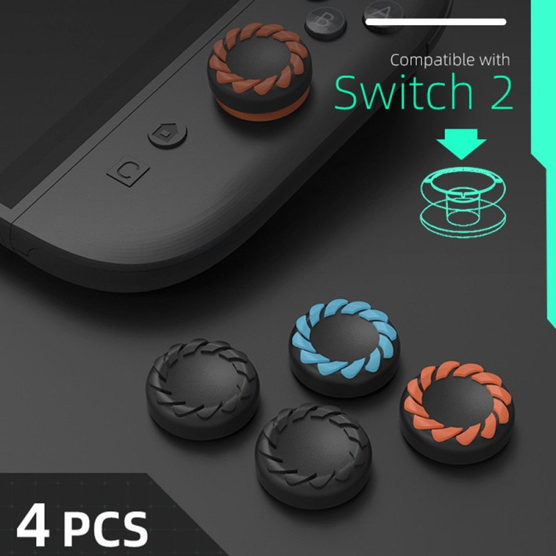Kompatibel med Nintendo Switch 2, 4 stk. Joy-Con tommelgrep - oransje + blå
