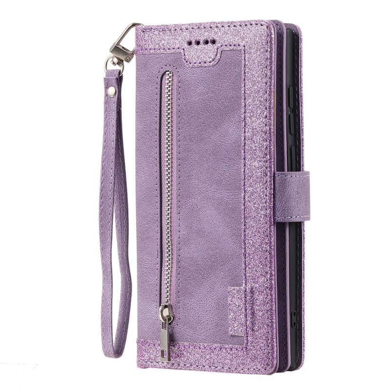 For iPhone 17 Pro Max Case Zipper Pocket PU Leather Phone Cover with 9 Card Slots
