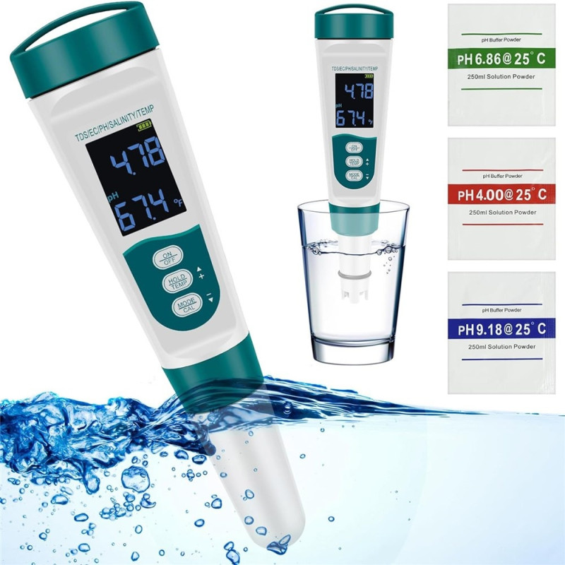 Tester Water Quality Pen Digital pH EC TDS Salinity Meter Analyzer
