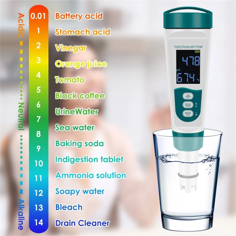 Tester Water Quality Pen Digital pH EC TDS Salinity Meter Analyzer