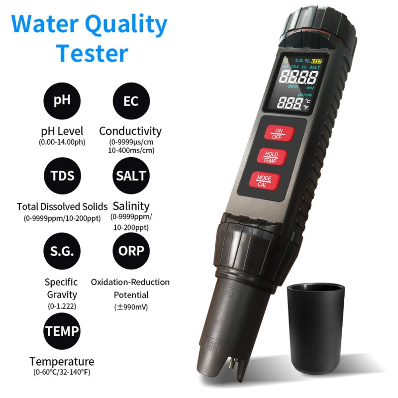 7 in 1 Measure water quality drinking water TDS EC PH ORP temperature salinity