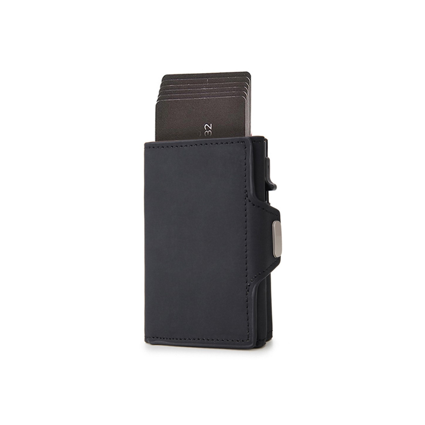 RFID Blocking ID Card Case Credit Card Holder Aluminum Alloy + PU Leather