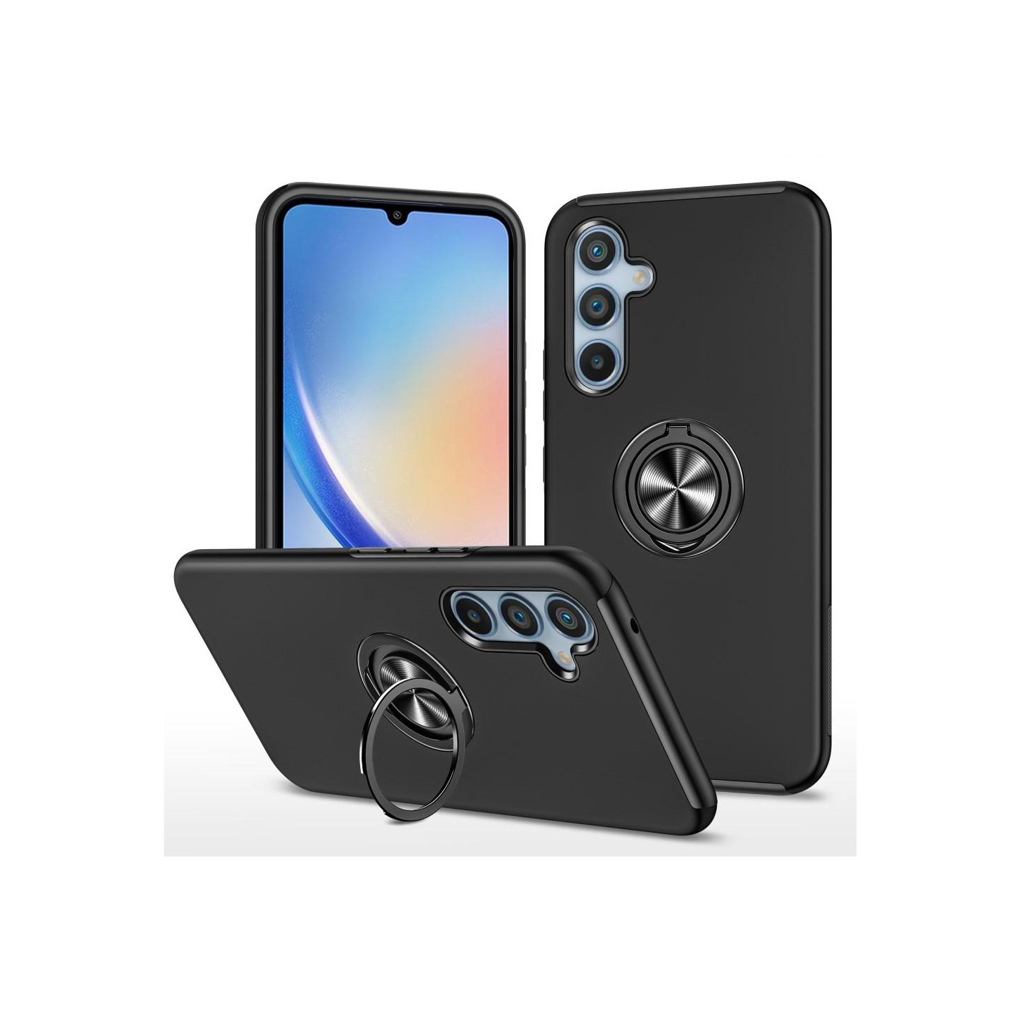 Samsung Galaxy A34 5G Sormirengas Sivutuen Hybridikotelo - Musta