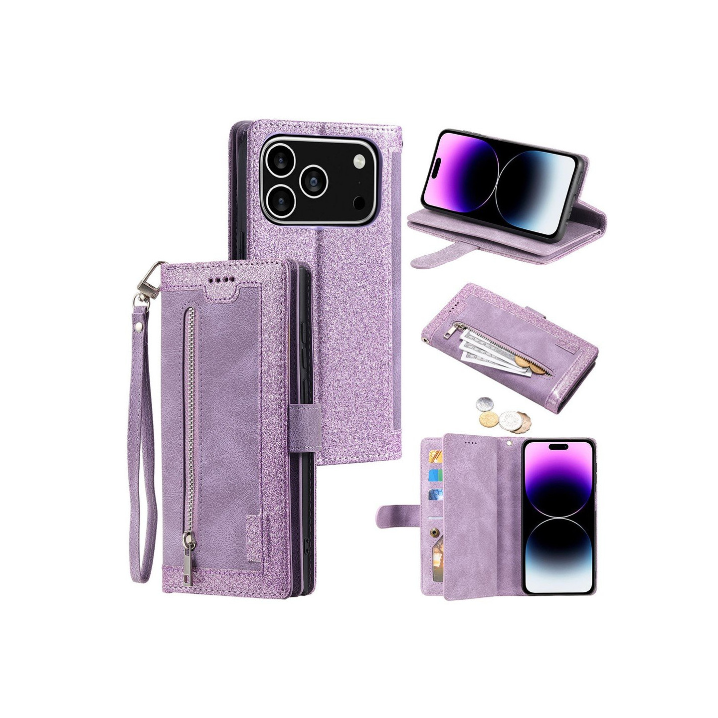 Til iPhone 17 Pro Deksel med glidelås og 9 kortspor