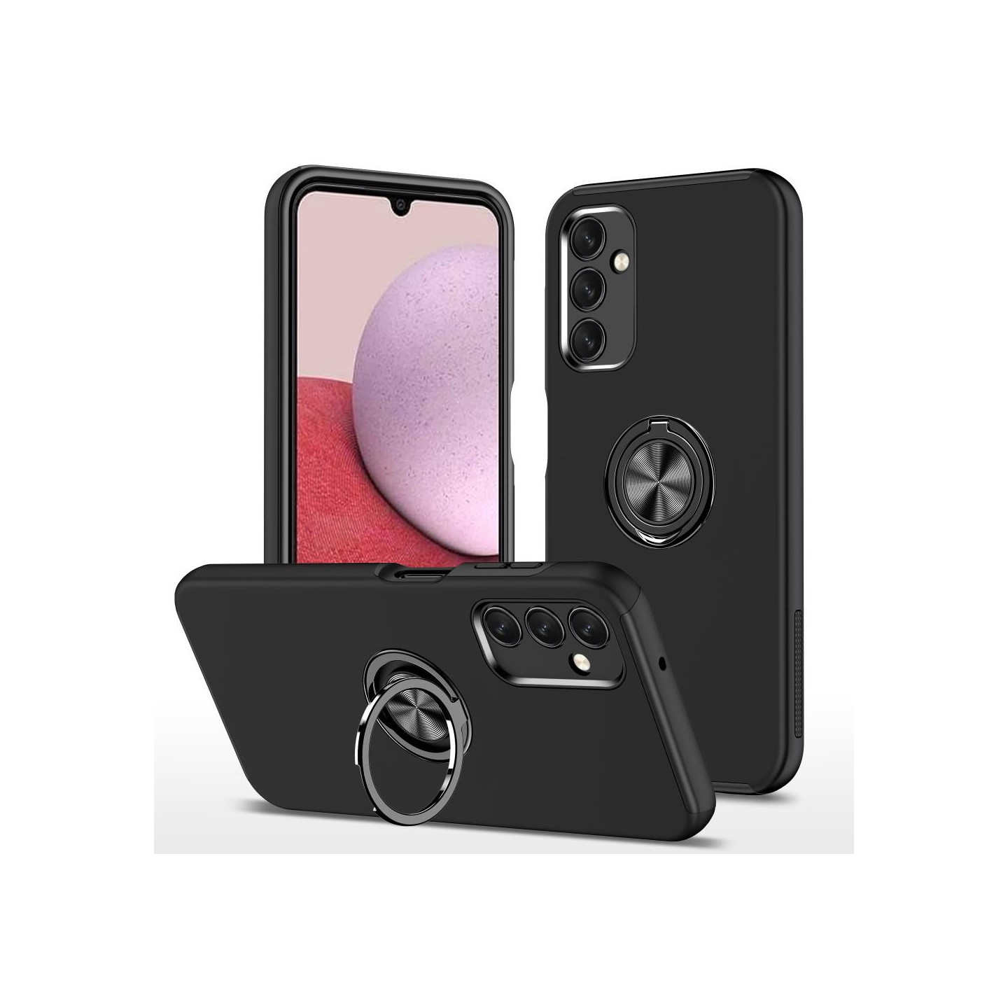 Samsung Galaxy A14 5G Fingerring Kickstand Hybrid Taske - Sort