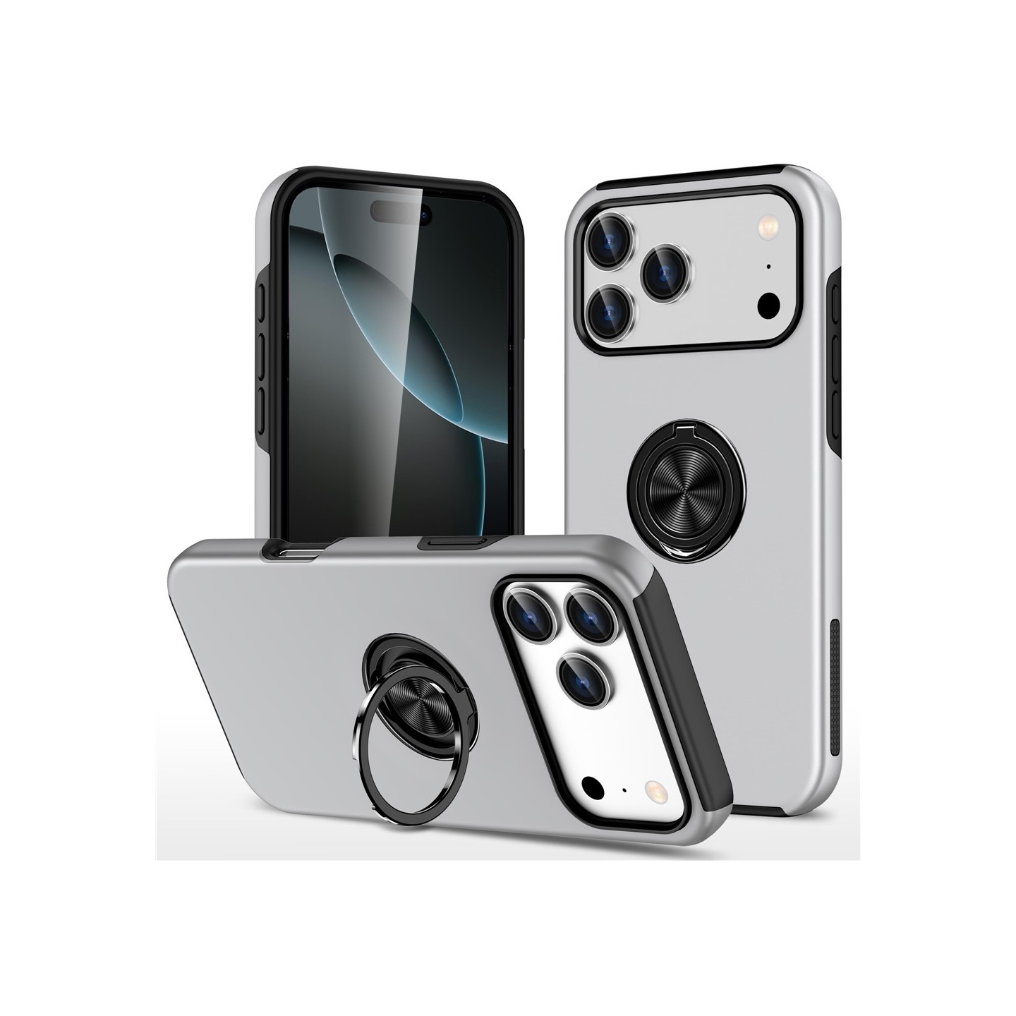 Til iPhone 17 Pro Finger Ring Kickstand Hybrid Taske