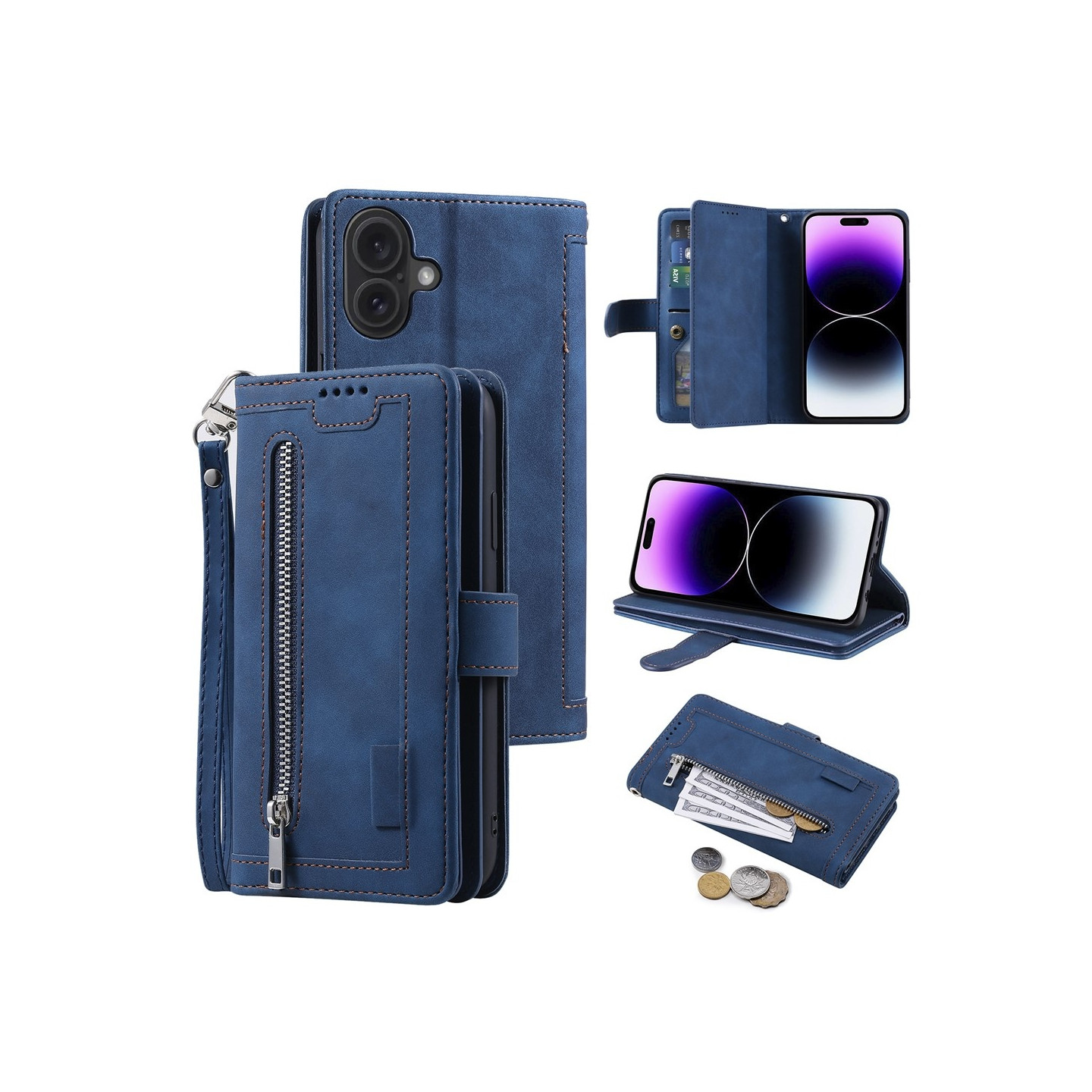 iPhone 17 Kuori Vetoketjutaskulla ja 9 Korttipaikalla