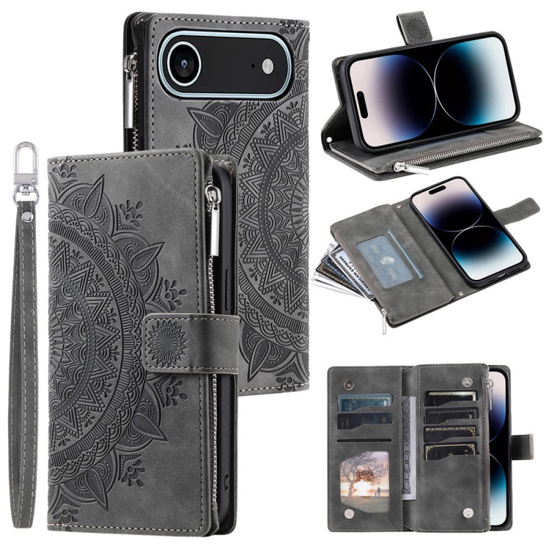 Wallet case compatible with iPhone Air case cover mandala floral pattern