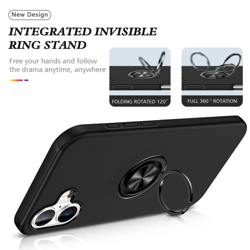 Til iPhone 17 Finger Ring Kickstand Hybrid Taske