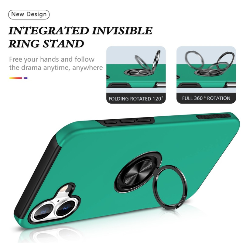 Til iPhone 17 Finger Ring Kickstand Hybrid Taske