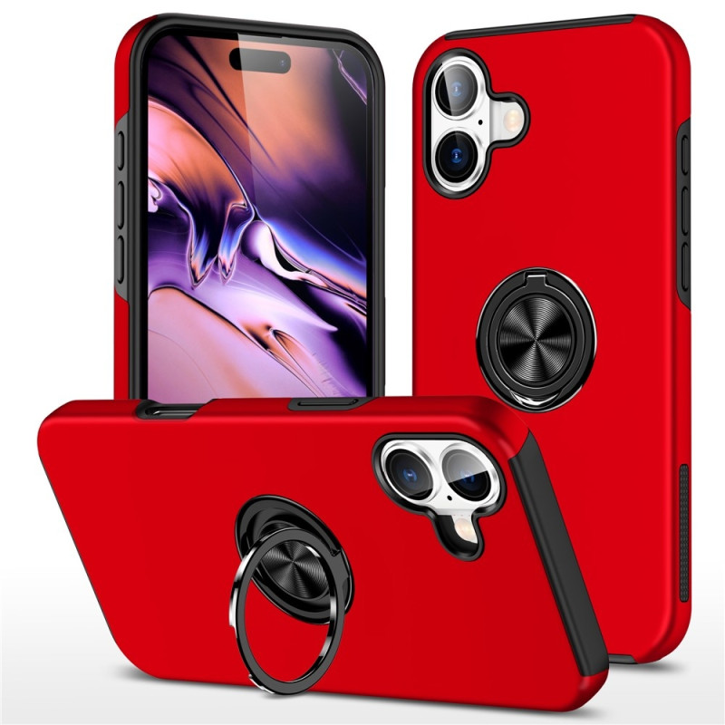 Til iPhone 17 Finger Ring Kickstand Hybrid Taske