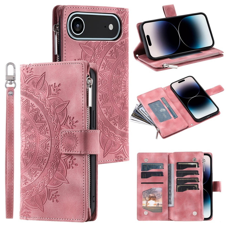 Wallet case compatible with iPhone Air case cover mandala floral pattern