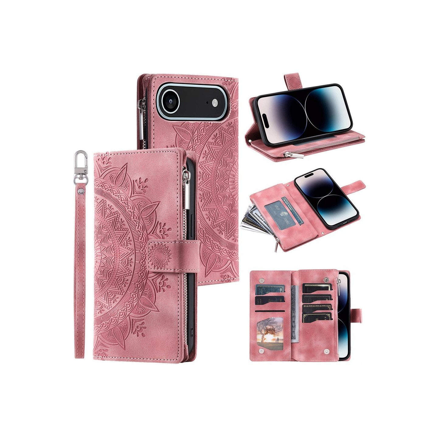 Lommeboketui kompatibelt med iPhone Air deksel etui mandala blomstermønster