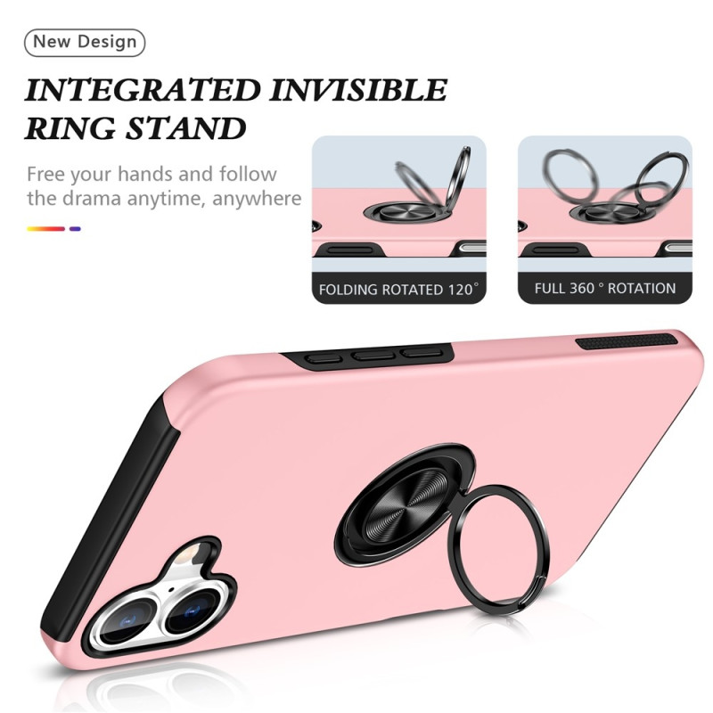Til iPhone 17 Finger Ring Kickstand Hybrid Taske