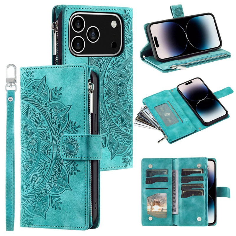 Pungetui kompatibelt med iPhone 17 Pro cover etui mandala blomstermønster