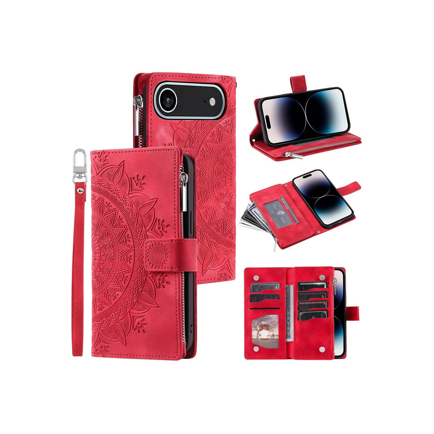 Lommeboketui kompatibelt med iPhone Air deksel etui mandala blomstermønster