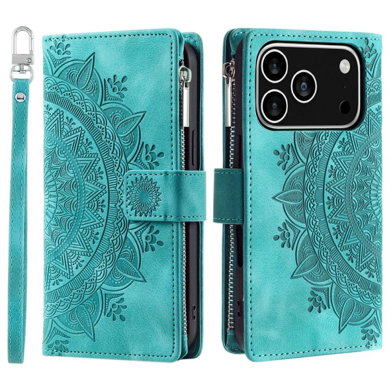 Pungetui kompatibelt med iPhone 17 Pro cover etui mandala blomstermønster