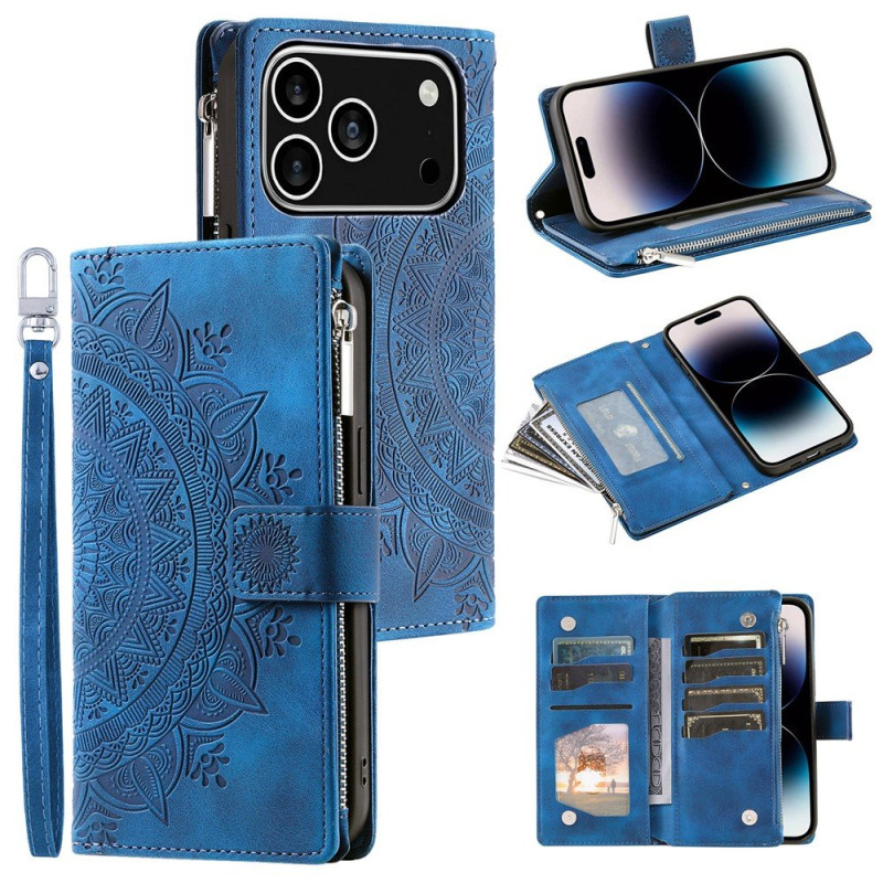 Wallet case compatible with iPhone 17 Pro case cover mandala floral pattern