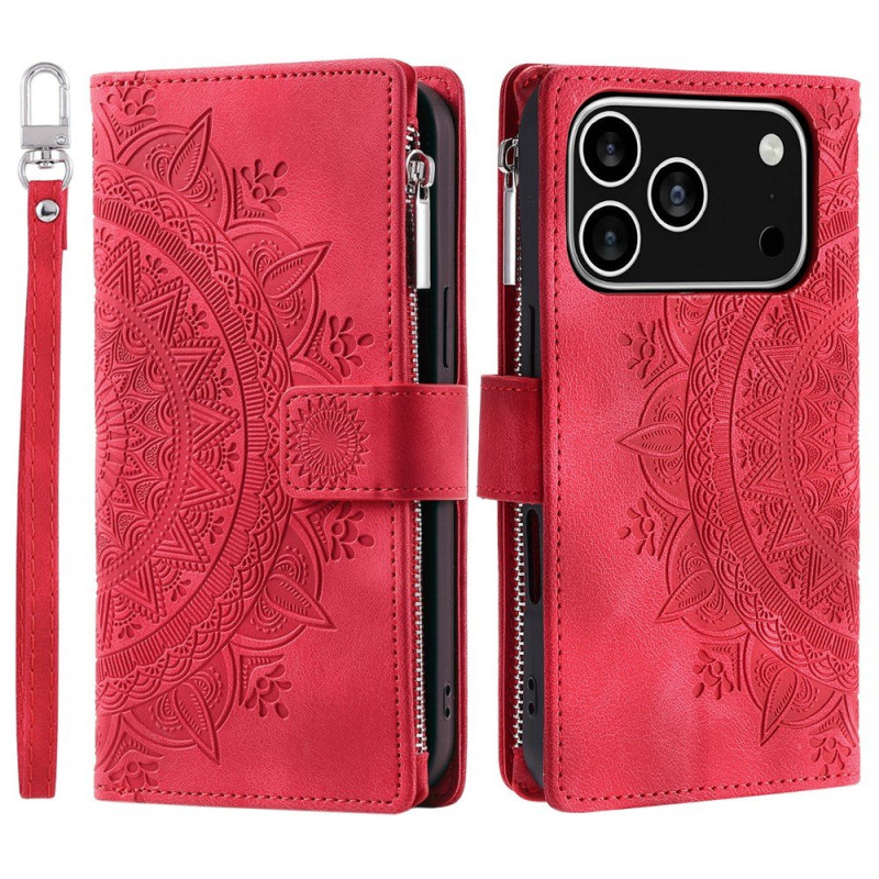 Lommeboketui kompatibelt med iPhone 17 Pro deksel etui mandala blomstermønster