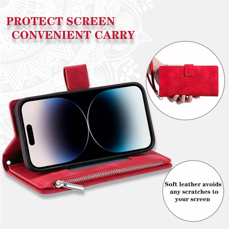 Lompakkokotelo yhteensopiva iPhone 17 Pro kotelo suojakuori mandala kukkakuvio