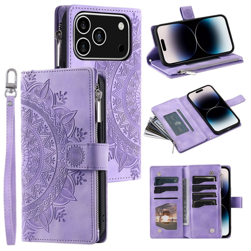 Pungetui kompatibelt med iPhone 17 Pro cover etui mandala blomstermønster