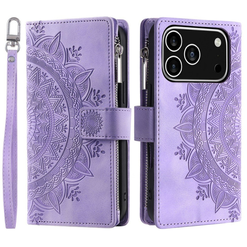 Lommeboketui kompatibelt med iPhone 17 Pro deksel etui mandala blomstermønster