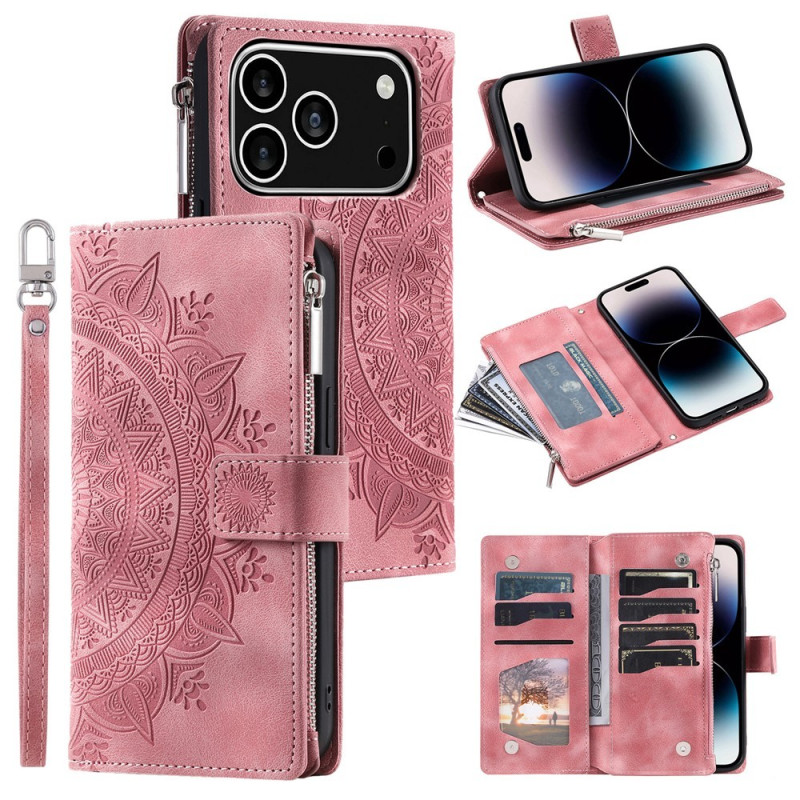 Pungetui kompatibelt med iPhone 17 Pro cover etui mandala blomstermønster