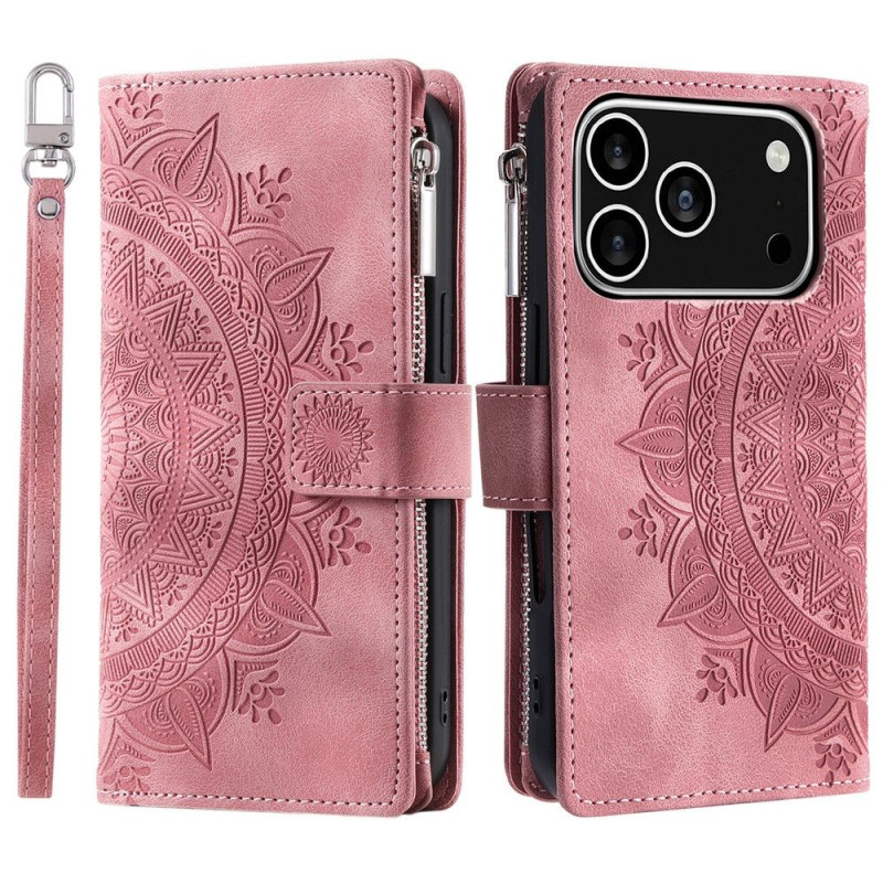 Pungetui kompatibelt med iPhone 17 Pro cover etui mandala blomstermønster