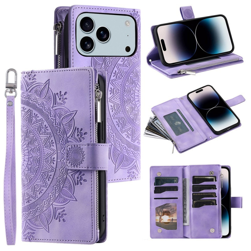 Wallet case compatible with iPhone 17 Pro Max case cover mandala floral pattern