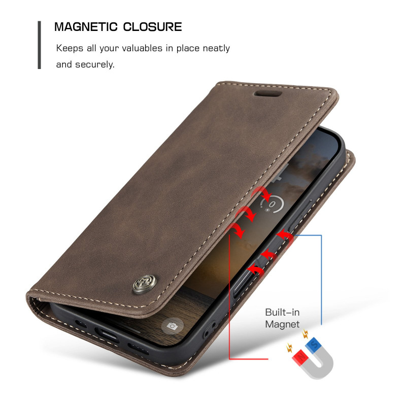 CASEME Retro Wallet Case for iPhone 17 Pro - Coffee
