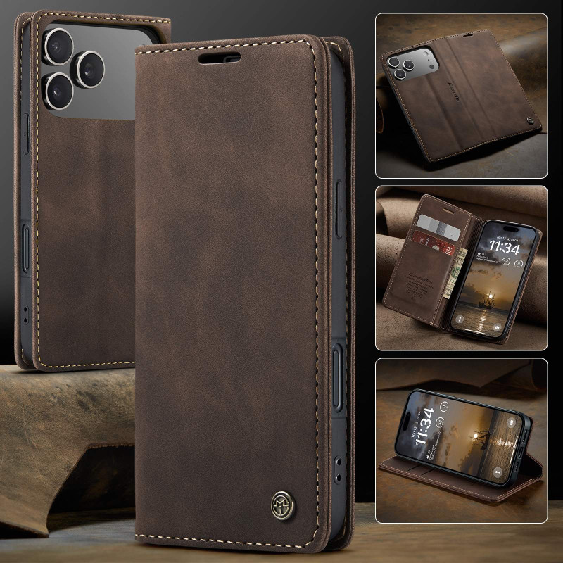 CASEME Retro Wallet Case for iPhone 17 Pro - Coffee