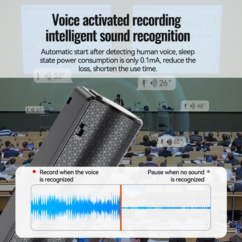 128 GB stemmeoptager Smart transskription Stemmeaktiveret optageenhed Diktafon