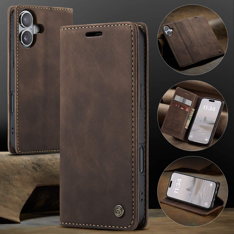 CASEME Retro Wallet Case for iPhone 17 - Coffee