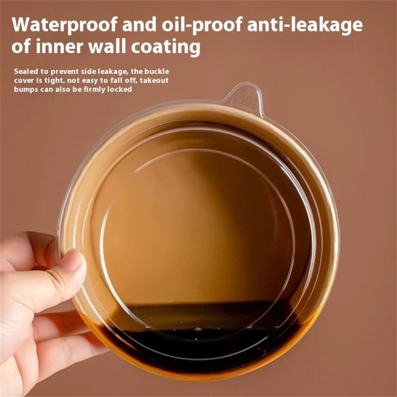 50 stk. 1300 ml runde engangsbeholdere av kraftpapir med lokk til måltider