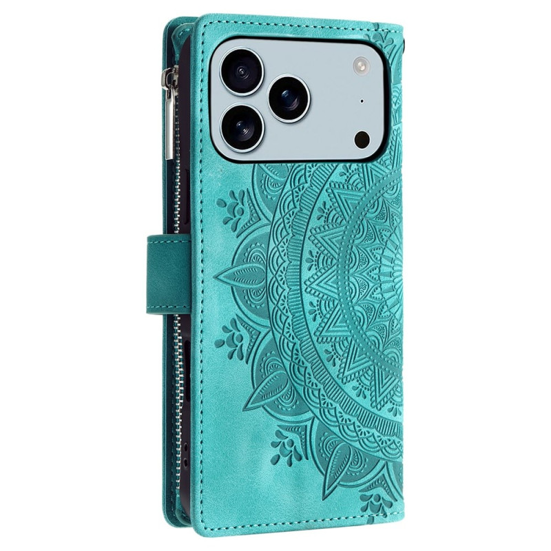 Lommeboketui kompatibelt med iPhone 17 Pro Max deksel etui mandala blomstermønster - Mint
