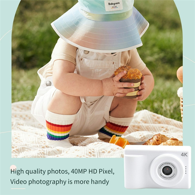 Digitalkamera med dobbelt HD-objektiv, 4X digital zoom, autofokus, 4K-video + 32 GB