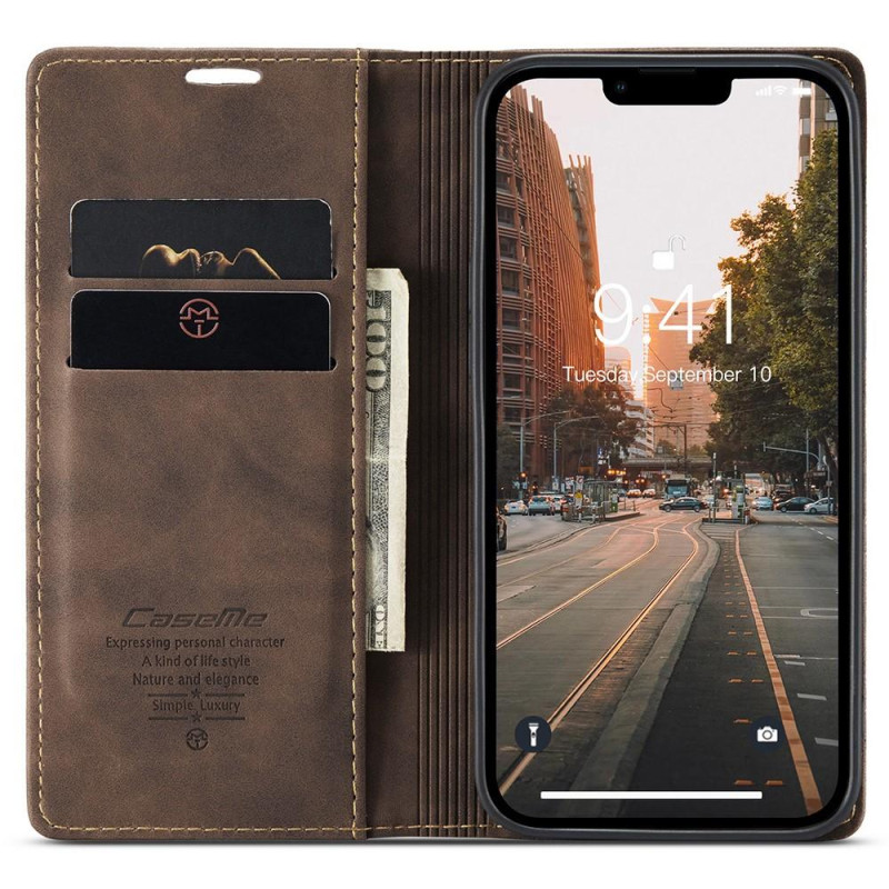 CASEME Retro Wallet Case for iPhone 15 Pro - Coffee