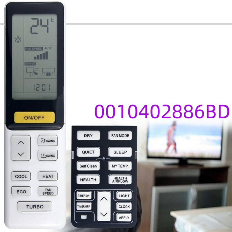 Erstatning fjernkontroll for 0010402886BD for Haier klimaanlegg