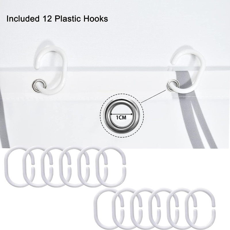 180 x 200 cm musta marmorikuvioinen kylpyhuoneen jakajan homeenkestävä suihkuverho