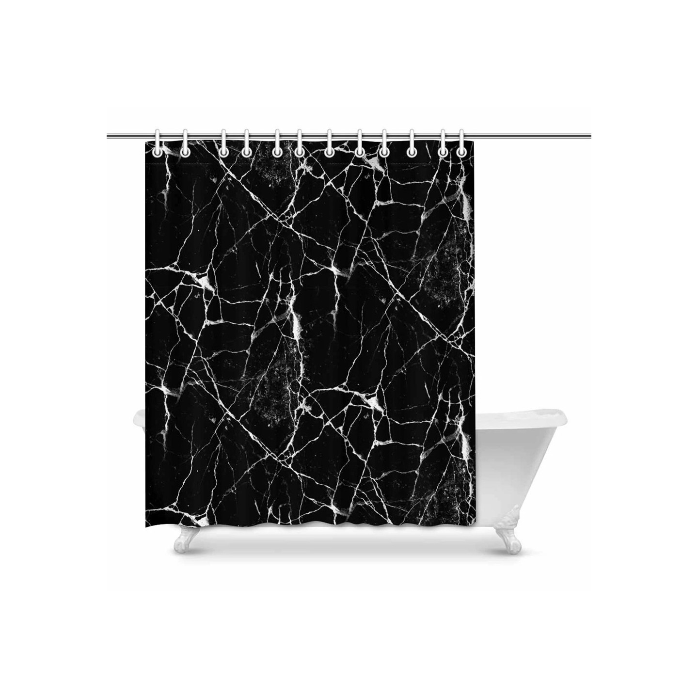180 x 180 cm black marble pattern bathroom divider mildew resistant shower curtain