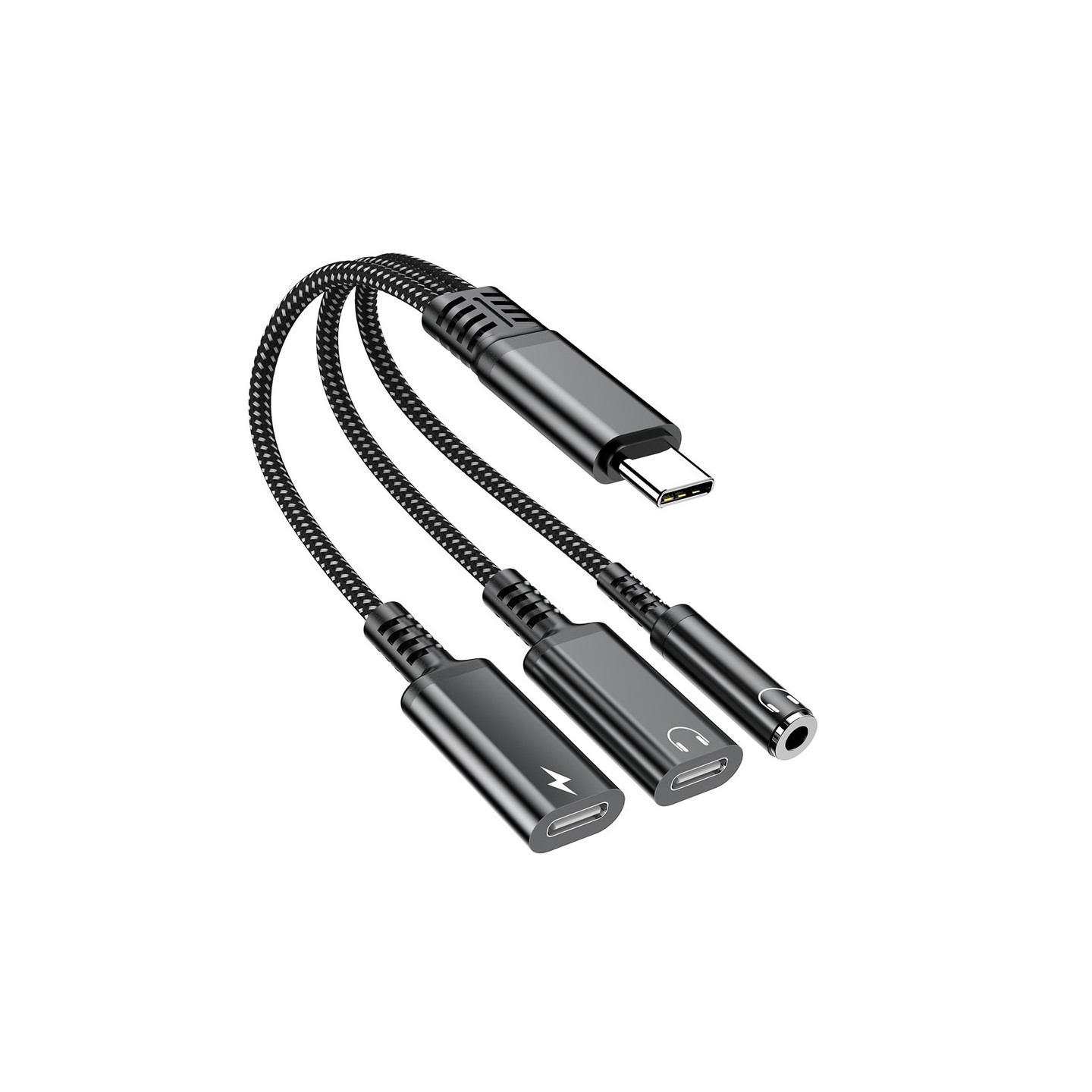 Aux Adapter 60W USB-C to 3.5mm + USB-C Headphones + USB-C PD Charging