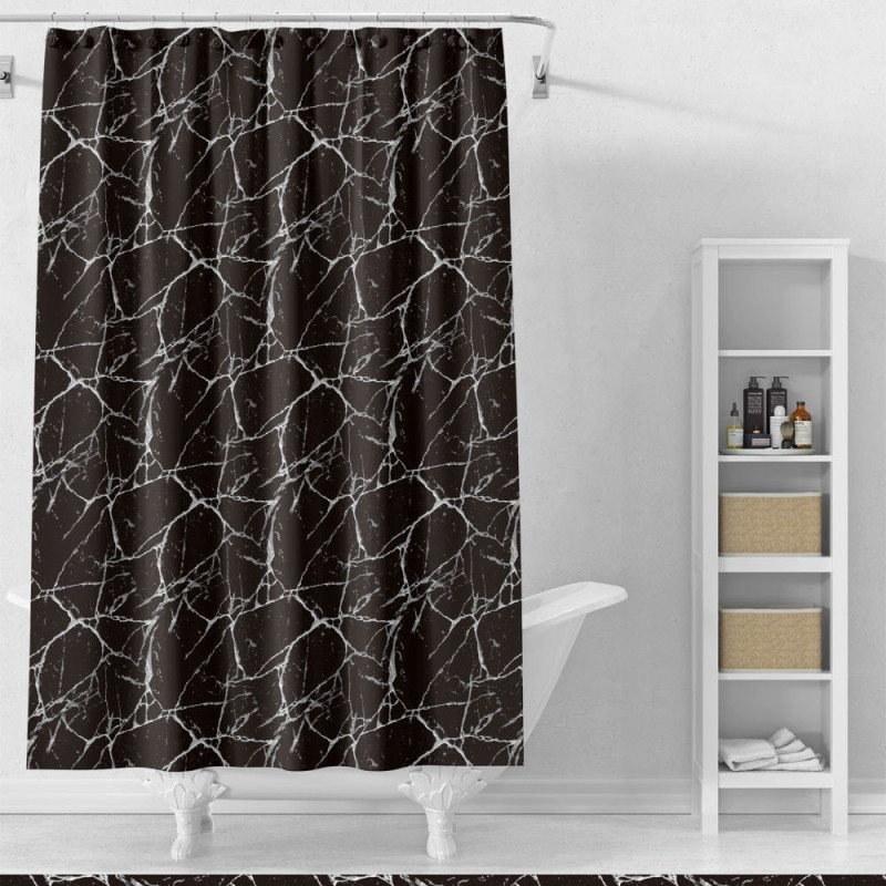 180 x 180 cm black marble pattern bathroom divider mildew resistant shower curtain